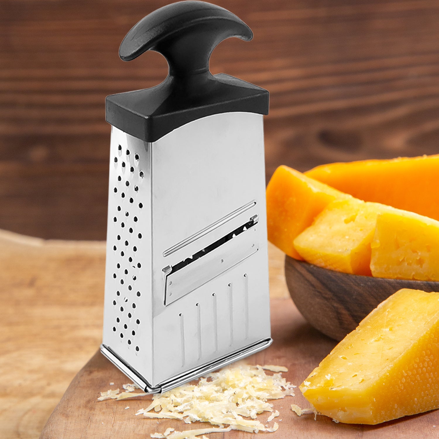 All-in-One Steel Grater Slicer Tool with Easy Grip Handle All-in-One Steel Grater Slicer Tool with Easy Grip Handle